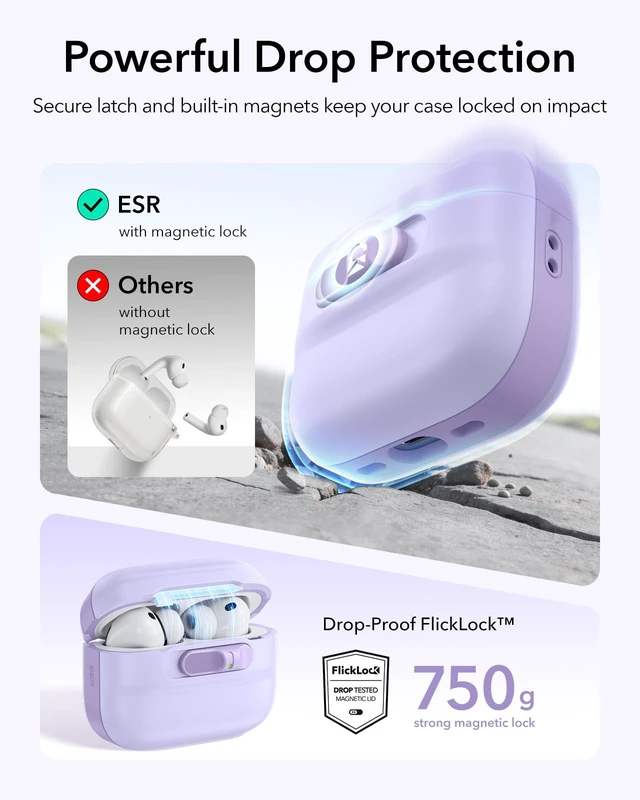 Alt view image 4 of 5 - ESR for AirPods Pro 3 Case (2025), Compatible with MagSafe, Purple