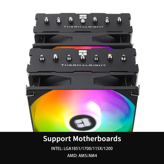 Alt view image 4 of 5 - Thermalright TR Phantom Spirit 120 SE ARGB CPU Cooler,Dual TL-C12B-S V2 PWM Fan, 7 Heat Hipes CPU Cooling,with 1500RPM Speed,for AMD:AM4/AM5/Intel 1700/1851/1150/1151/1200, PC Heatsin
