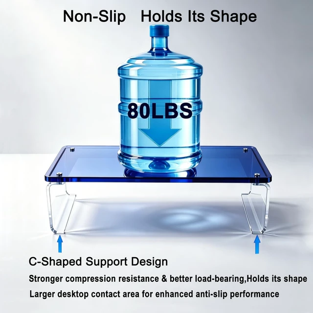 Alt view image 3 of 5 - GRASS BROOK Acrylic Monitor & Laptop Stand Riser L18.5 x H5, Blue