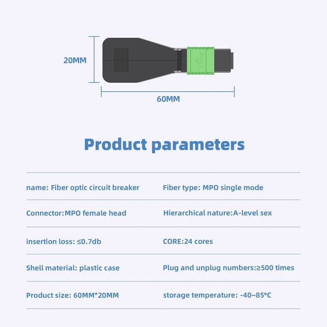 Alt view image 2 of 5 - Buacoz MPO/APC 24 Core Female Fiber Loopback Adapter, Singlemode Duplex 50/125m Fiber Optic Loopback Tester Cable for 40G 100G Networks and QSFP Testing