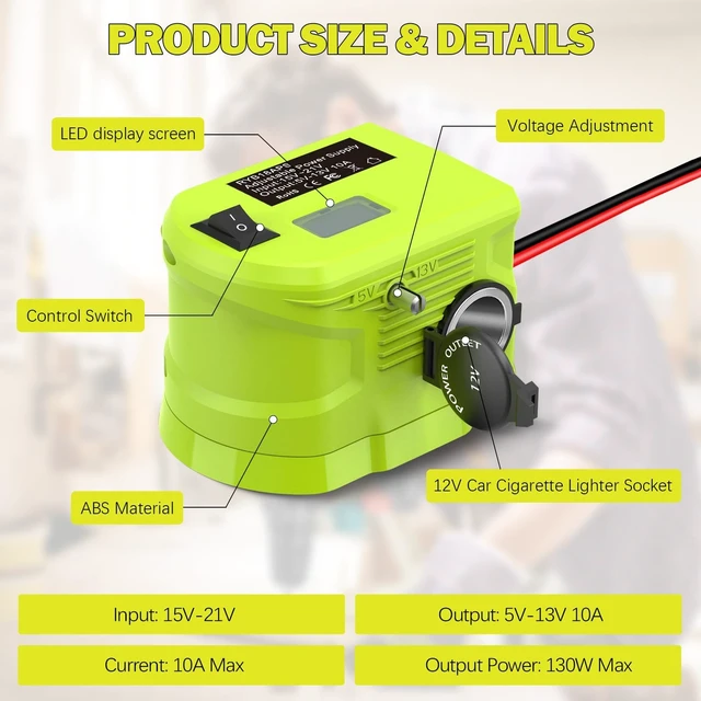 Alt view image 4 of 5 - UNIKI 18V to12V Step Down Converter for Ryobi 18V BatteryDC Voltage Battery Power Adapter Cigarette Lighter Adapter Perfect for upgrading Power Tools, LED Strip Lights, Robotics DIY Projects