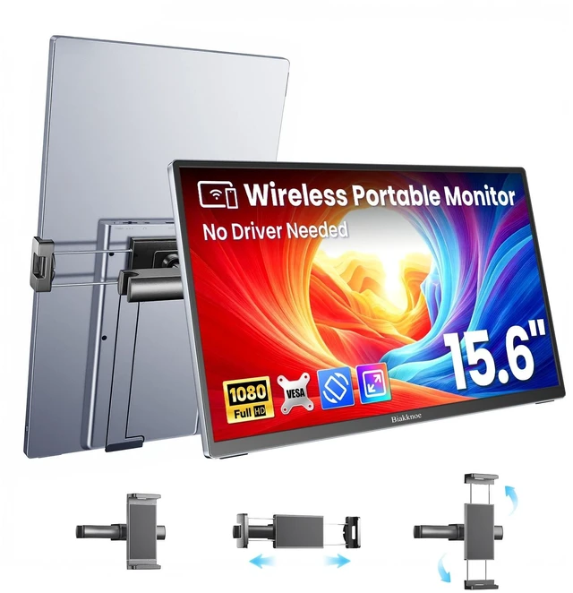 Main image of Biakknoe Wireless Portable Monitor, 15.6" 1080P IPS Car TV for Back Seat
