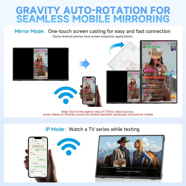 Alt view image 2 of 5 - Biakknoe Wireless Portable Monitor, 15.6" 1080P IPS Car TV for Back Seat