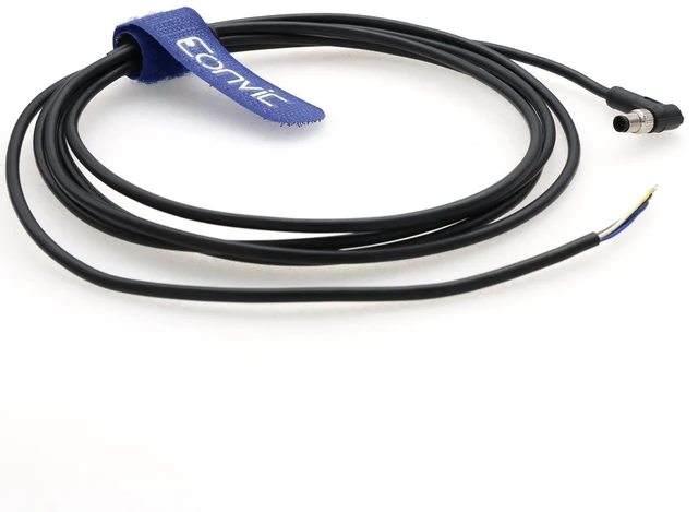 Main image of Eonvic Industrial M5 A-Code Right Angle 4 Pin Male Connector to Open End Moulded IP67 Waterproof Aviation Industrial Sensor Connection Cable 5M