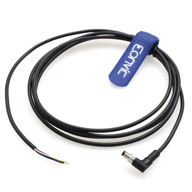 Alt view image 3 of 5 - Eonvic Industrial M5 A-Code Right Angle 4 Pin Male Connector to Open End Moulded IP67 Waterproof Aviation Industrial Sensor Connection Cable 5M