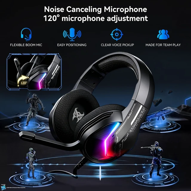 Alt view image 3 of 5 - Transformers Wired Gaming Headset with Mic for PC PS4 PS5 Xbox One Switch
