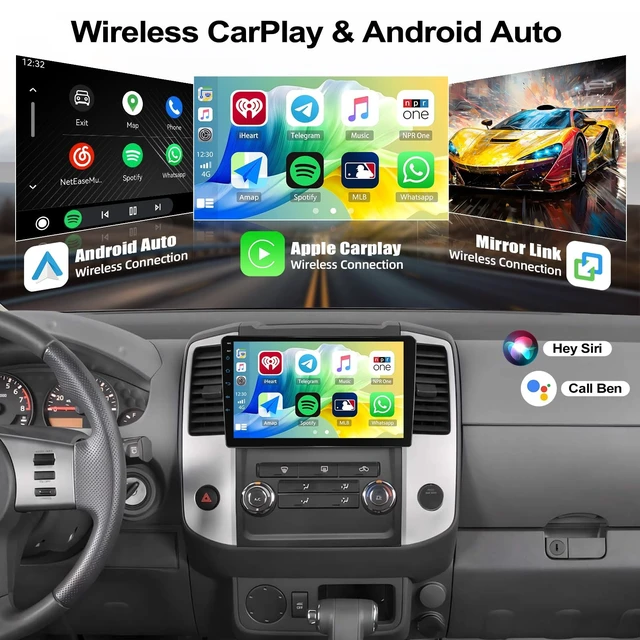 Alt view image 3 of 5 - Car Radio for Nissan Frontier 2009-2012 Wireless Apple CarPlay Android Auto