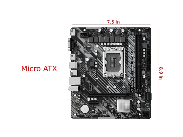 Alt view image 2 of 4 - ASRock H610M-HDV/M.2 R2.0 Micro-ATX Motherboard, Supports Intel 14th/13th/12th Gen Core Processors (LGA1700), DDR4 3200, PCIe 4.0, Ultra M.2, Triple Display