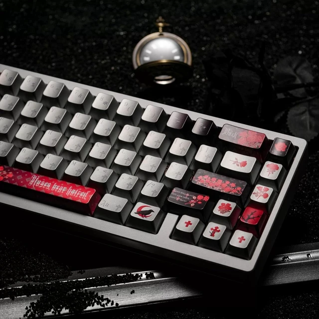 Alt view image 2 of 5 - TIMSEKER Sliver and Red Keycaps, Cherry Profile for Gaming Keyboard
