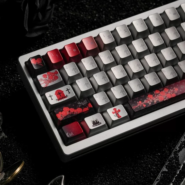 Main image of TIMSEKER Sliver and Red Keycaps, Cherry Profile for Gaming Keyboard