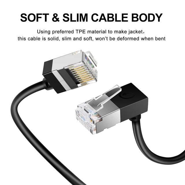 Alt view image 2 of 5 - Ultra Thin Gigabit Cat6 Ethernet Cable 90 Downward Angle 6.6FT 5Pack, UTP