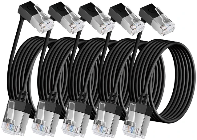 Main image of Ultra Thin Gigabit Cat6 Ethernet Cable 90 Downward Angle 6.6FT 5Pack, UTP