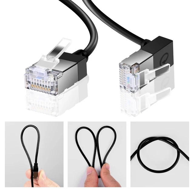Alt view image 3 of 5 - Ultra Thin Gigabit Cat6 Ethernet Cable 90 Downward Angle 6.6FT 5Pack, UTP