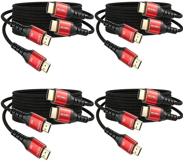 Main image of 8K HDMI Cable 10FT 8Pack, 48Gbps HDMI 2.1 Cord, Red Aluminum Braided