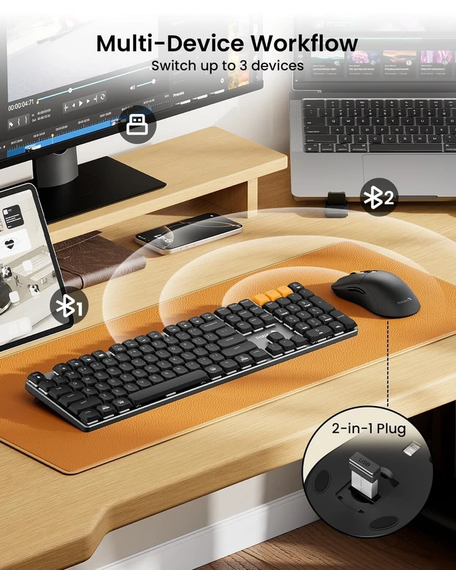 Alt view image 3 of 5 - ProtoArc KM310 Wireless Mechanical Keyboard and Mouse, No Backlight