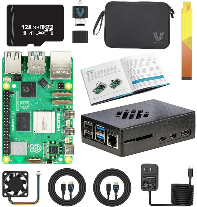 Main image of Vilros Raspberry Pi 5 Starter Kit MAX - Turbo Cooled Aluminum - (128GB Edition) - (2GB RAM)
