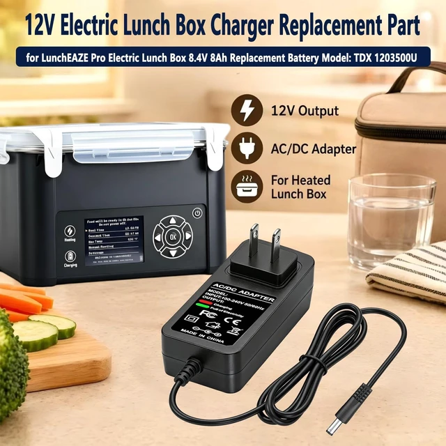 Alt view image 4 of 5 - 12V Replacement Charger for the LunchEAZE Pro Electric Insulated Lunch Box