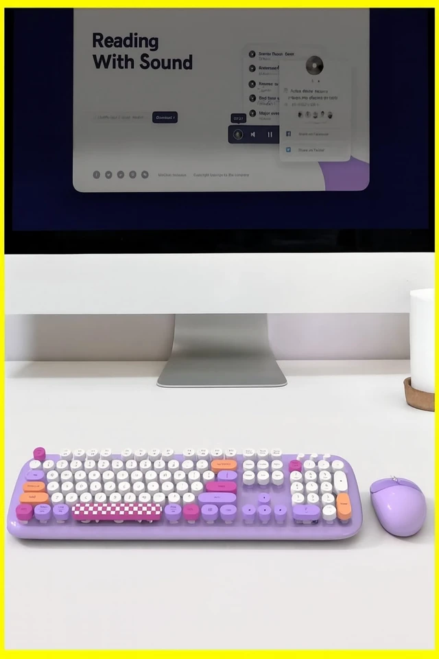 Alt view image 5 of 5 - SaharaCase - Wireless Keyboard & Mouse Combo with Silent Click ^^ Colorful 104 Keys Full Keyboard ^^ USB & Type-C Adapter (Purple)