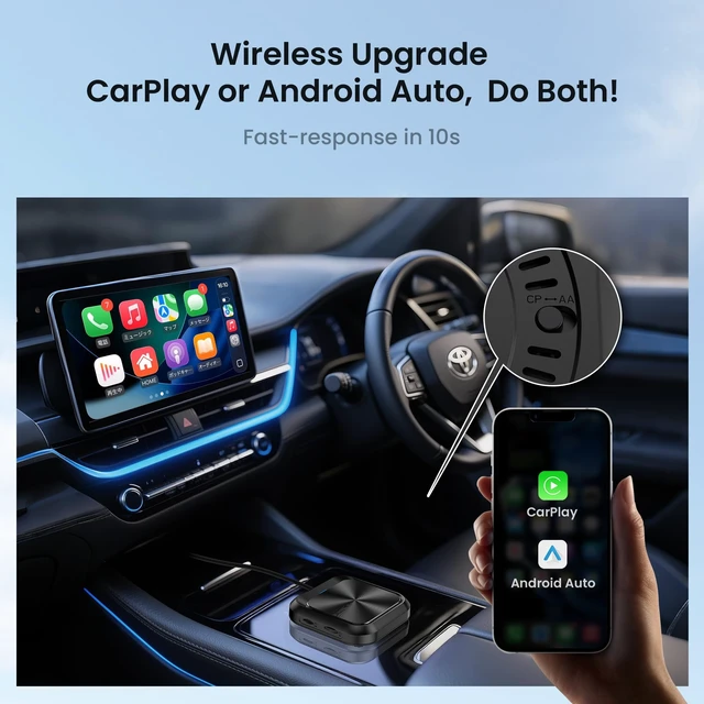 Alt view image 3 of 5 - sowkim Wireless CarPlay Adapter Android Auto, Smart AI Magic Video Box with Built-in Android Multimedia System, Enjoy Video & Music Apps, Navigation, AI Voice, Plug Play for Factory Wired CarPl
