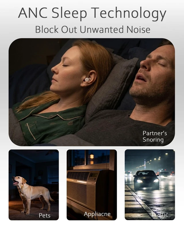 Alt view image 3 of 5 - Sleep ANC Earbuds, Noise Cancelling Comfortable Side Sleeper Headphones