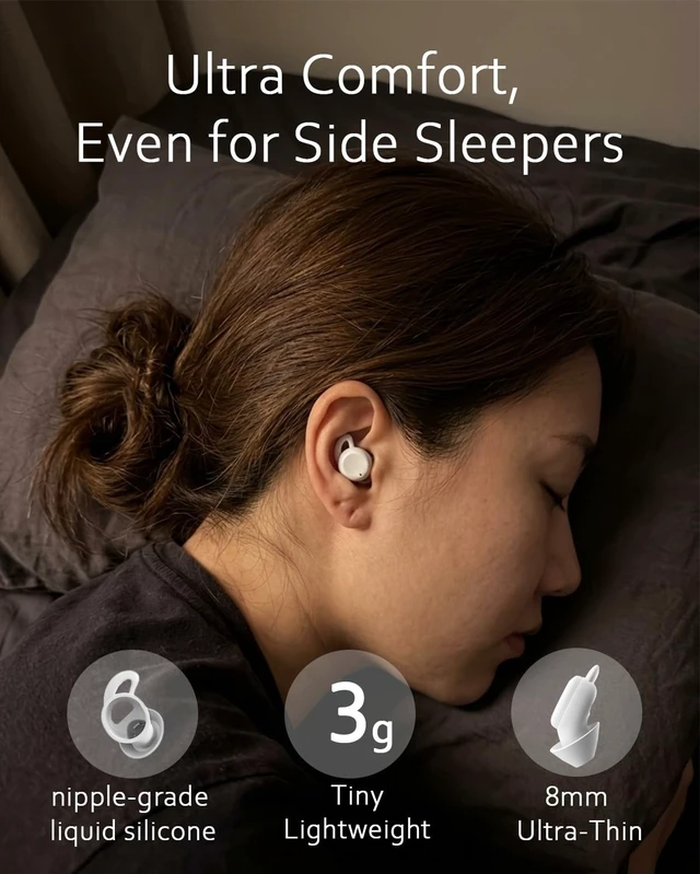 Alt view image 2 of 5 - Sleep ANC Earbuds, Noise Cancelling Comfortable Side Sleeper Headphones
