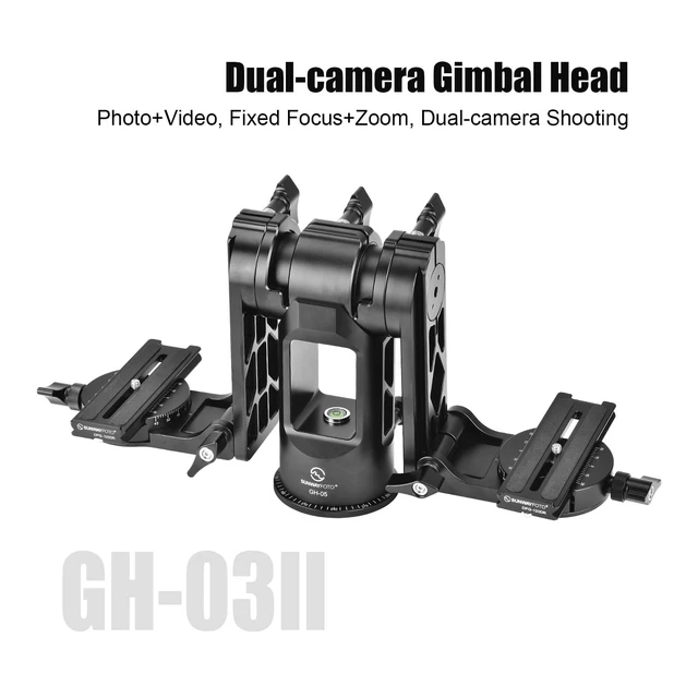 Alt view image 2 of 5 - SUNWAYFOTO GH-03II Stereo Gimbal Head w 2 Arca Compatible Clamps Twin Camera