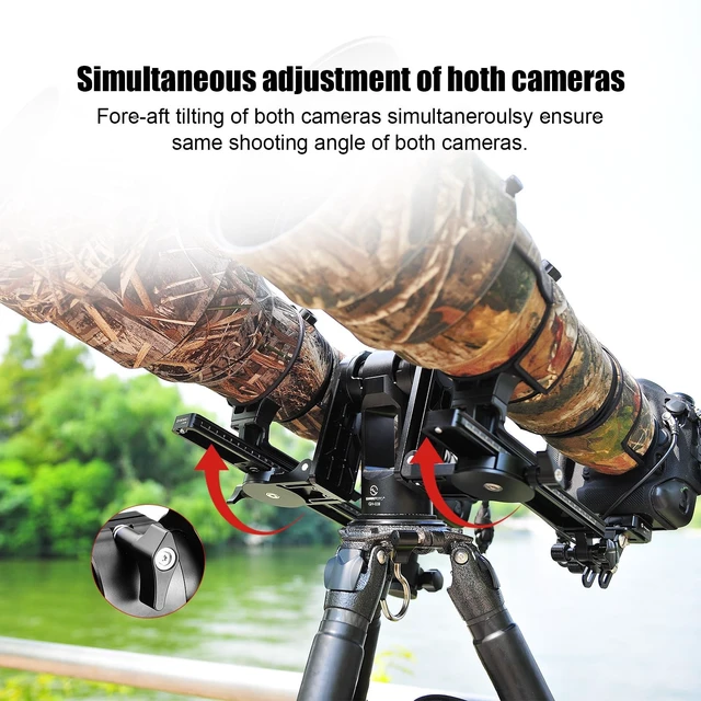 Alt view image 4 of 5 - SUNWAYFOTO GH-03II Stereo Gimbal Head w 2 Arca Compatible Clamps Twin Camera