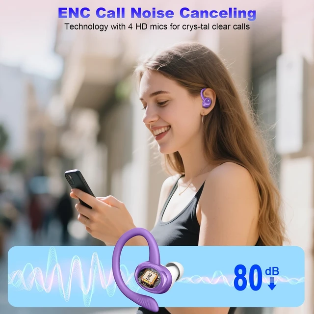 Alt view image 4 of 5 - Wireless Earbuds Bluetooth Headphones Sport, Bluetooth 5.3 Earbud 3D HiFi Stereo Over Ear Buds, 48Hrs Earhooks Earphone with Noise Cancelling Mic, IP7 Waterproof Headset for Workout/Running/Gym
