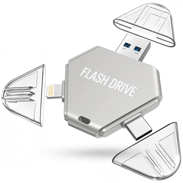 Main image of MFi Certified 256GB Flash Drive for iPhone, 3 in 1 Photo Stick with Lightning/Type-C/USB-A, Photo Stick for iPad Android Mac PC, for Photos Videos and File Backup,Available Space: ~244GB,Silver