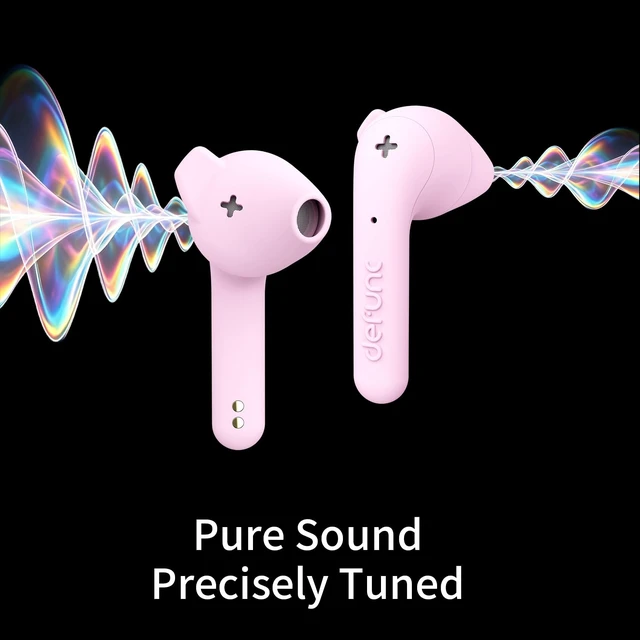 Alt view image 3 of 5 - Defunc True Basic Wireless Earbuds, Bluetooth 6.0, Patented MultiTip Semi-in-Ear Design with Silicone Ear Wings, AI App Support, Quad Microphones,Waterproof, 22H Playtime, Secure Fit Earbuds (P