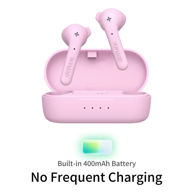 Alt view image 4 of 5 - Defunc True Basic Wireless Earbuds, Bluetooth 6.0, Patented MultiTip Semi-in-Ear Design with Silicone Ear Wings, AI App Support, Quad Microphones,Waterproof, 22H Playtime, Secure Fit Earbuds (P