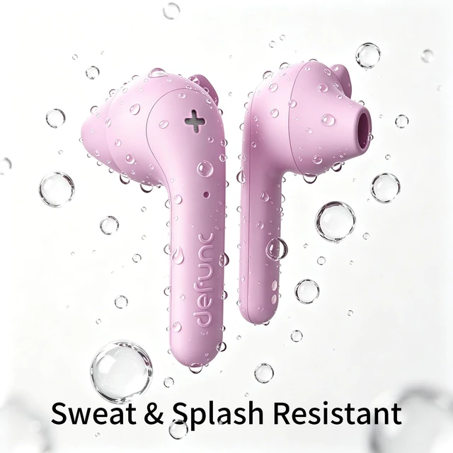 Alt view image 5 of 5 - Defunc True Basic Wireless Earbuds, Bluetooth 6.0, Patented MultiTip Semi-in-Ear Design with Silicone Ear Wings, AI App Support, Quad Microphones,Waterproof, 22H Playtime, Secure Fit Earbuds (P