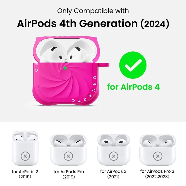 Alt view image 2 of 5 - ORNARTO Vortuxe for AirPods 5 Case and for AirPods 4 Case, Hot Pink