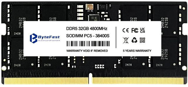 Main image of ByteFest DDR5 RAM 32GB 4800MHz PC5-38400 CL40 1.1V SODIMM 262-Pin Laptop/Notebook RAM Memory Modules
