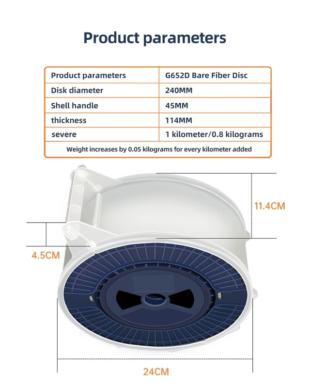 Alt view image 2 of 5 - Buacoz G652D Singlemode Bare Optical Fiber 10KM with SC/UPC to SC/UPC Connector, Low Water Peak Fiber Reel, 1310/1550nm ITU-T OTDR Bare Optic Spool,for Telecom, FTTH and CATV Transmission