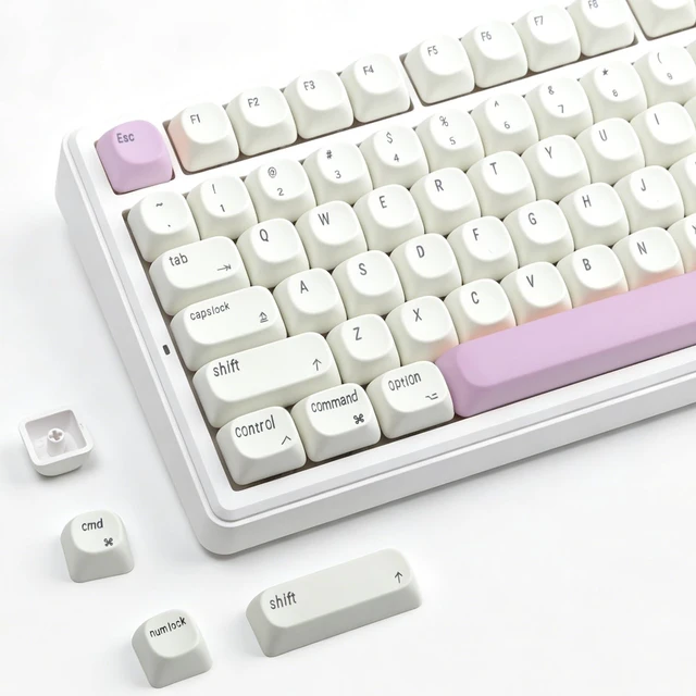 Main image of MAC Style MOA Profile PBT Keycaps Set134keys Milk White & Purple Key caps