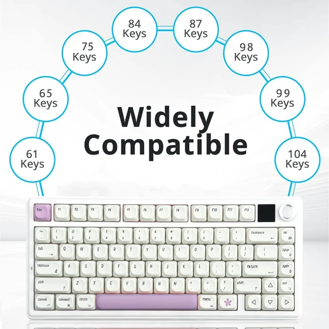 Alt view image 3 of 5 - MAC Style MOA Profile PBT Keycaps Set134keys Milk White & Purple Key caps