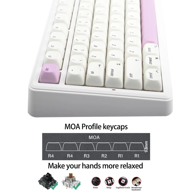 Alt view image 4 of 5 - MAC Style MOA Profile PBT Keycaps Set134keys Milk White & Purple Key caps