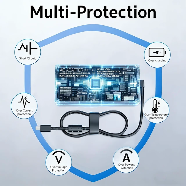 Alt view image 4 of 5 - 380W Charger Compatible with Asus ROG Strix Gaming Laptop Power Adapter