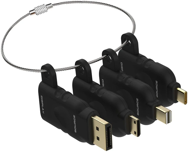 Main image of POCKET PANDA Universal HDMI Adapter Ring Kit with Security Loop-4K for USB C, Displayport, Mini DP, Mini HDMI to Monitor HDMI Office Video Converter. 4 Adapters with Key Security Loop for Office