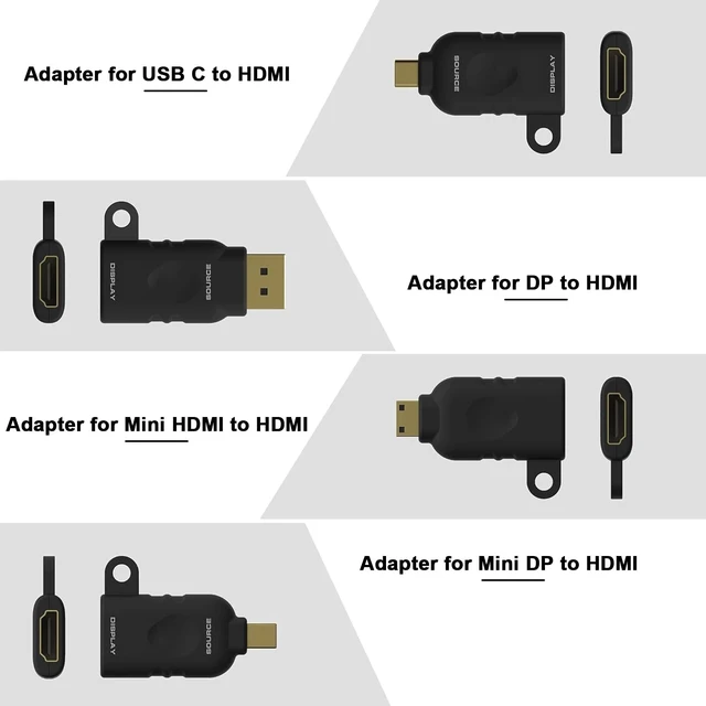 Alt view image 3 of 5 - POCKET PANDA Universal HDMI Adapter Ring Kit with Security Loop-4K for USB C, Displayport, Mini DP, Mini HDMI to Monitor HDMI Office Video Converter. 4 Adapters with Key Security Loop for Office