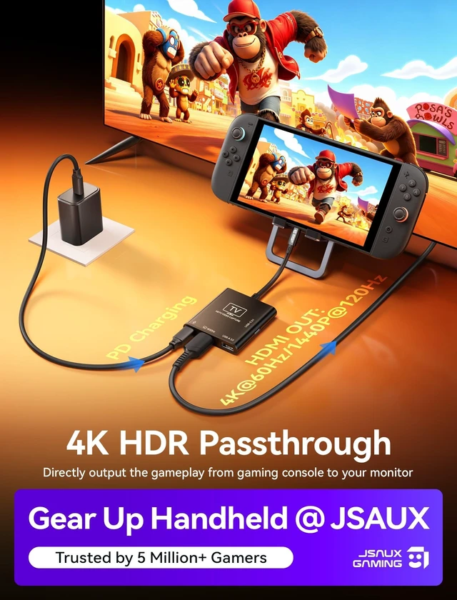 Alt view image 2 of 5 - JSAUX Video Capture Card Intended for Nintendo Switch 2/Steam Deck/ROG Ally