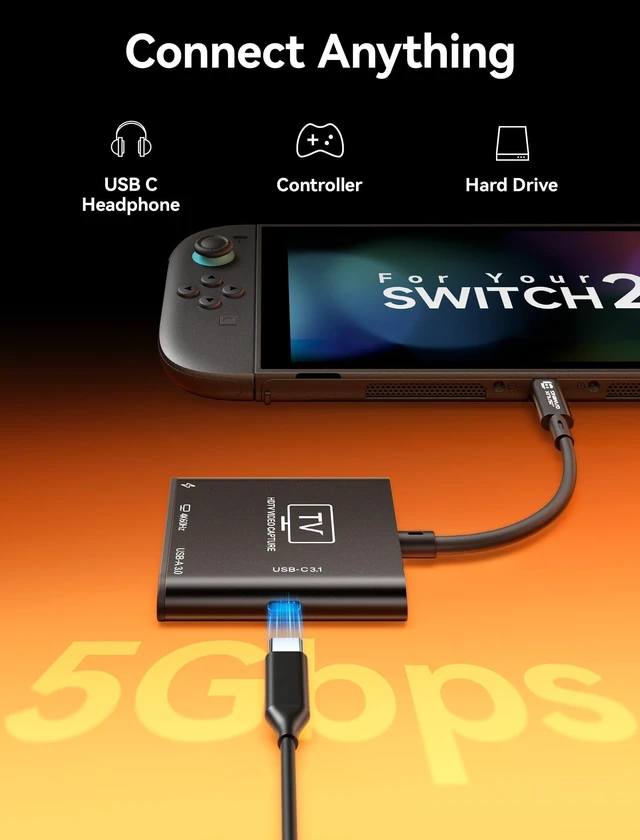 Alt view image 5 of 5 - JSAUX Video Capture Card Intended for Nintendo Switch 2/Steam Deck/ROG Ally