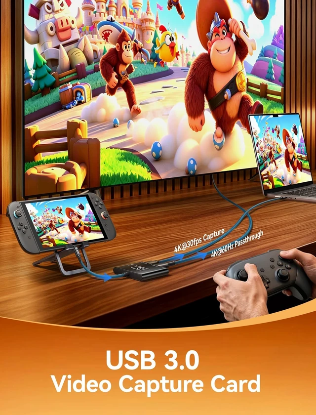 Alt view image 4 of 5 - JSAUX Video Capture Card Intended for Nintendo Switch 2/Steam Deck/ROG Ally