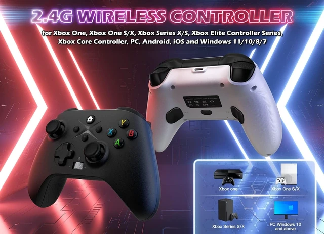 Alt view image 3 of 5 - Xexvyrin Wireless Controller for X-box One, X-box Series X/S, PC, Gaming Controller with TURBO, Macro Function, 6-Axis Gyro, 3.5mm Audio Jack, 2.4GHz Adapter-Black and green