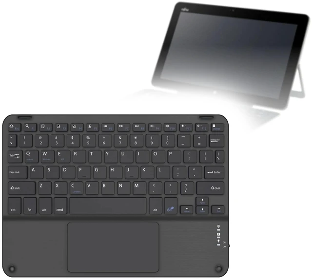Main image of BoxWave Keyboard Compatible with Fujitsu Stylistic R726 - SlimKeys Bluetooth Keyboard with Trackpad, Portable Slim TouchPad - Jet Black