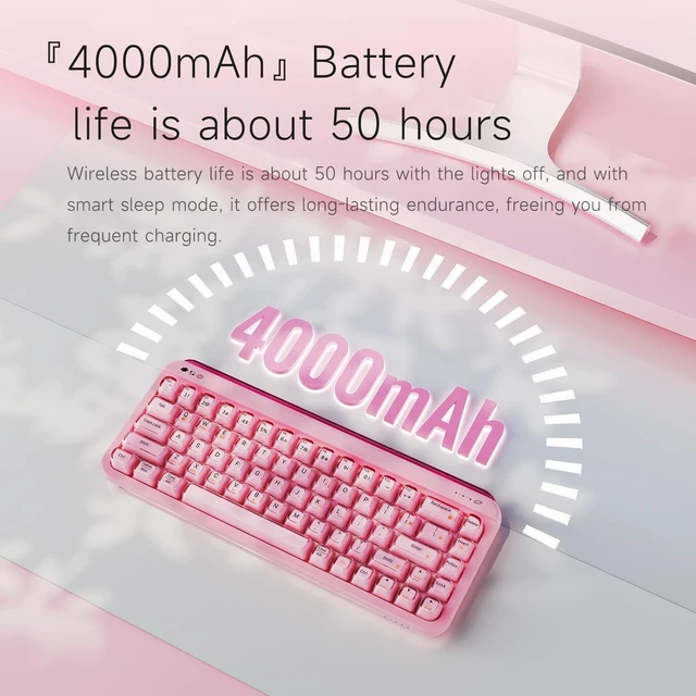 Alt view image 5 of 5 - ZIYOU LANG x A.Jazz AF68 Wireless Gaming Keyboard,Tri-Mode BT/2.4G/USB-C Keyboard with RGB Backlit,Clear Transparent Keycaps,68-Key Compact Membrane Keyboard for PC Laptop Aesthetic Desk Setup-