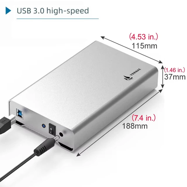 Alt view image 4 of 4 - YRRNAE USB 3.0 to Sata External Hard Drive Enclosure, Aluminum Pure-Metal