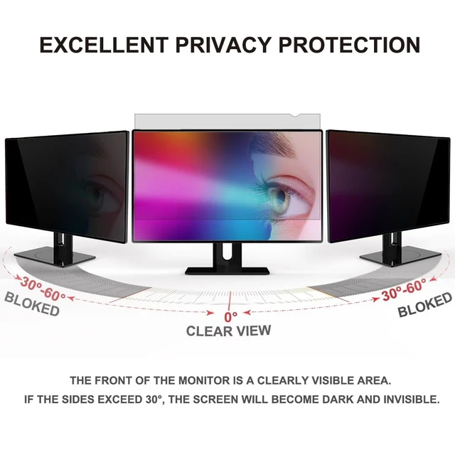 Alt view image 3 of 5 - 23.8 inch Computer Privacy Screen Filter - Suitable for 16:9 Aspect Ratio Widescreen Monitor - Blue Light Filter - Anti-Glare & Anti-Scratch Protector Film (23.8" Widescreen (16:9))