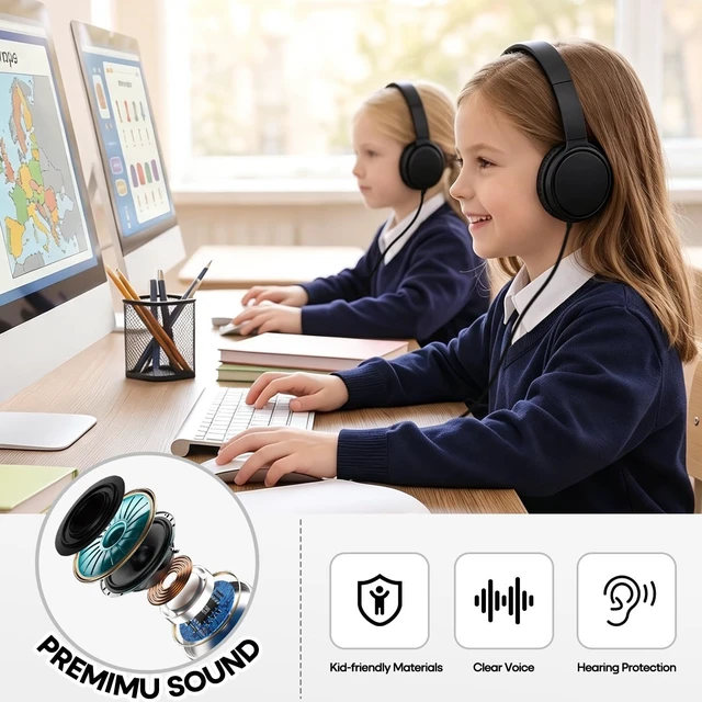 Alt view image 4 of 5 - Wensdo USB C Headphones Bulk 5 Pack for Classroom School Kids, Wired USB Type C Headset On-Ear Class Set Compatible with Pad Smartphones Tablet Travel Chromebooks